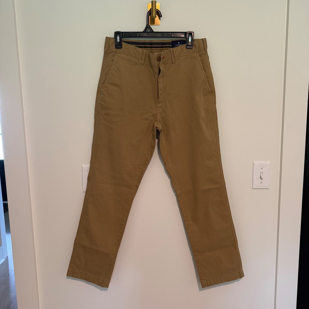 Cremieux Mens Khaki Chino Pants Tan Flat Front Stretch Twill Trousers 32x30